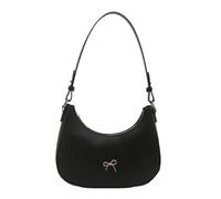 Crescent Shoulder Bag PU Leather Hobo Handbag Cute Tote Bag Purses Trendy Underarm Purse for Women Girls (Black)
