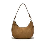 Crescent Shoulder Bags for Women Cute Hobo Crossbody Bag for Women Handbag Under the Arm Suede Purse with Zipper Closure, Brown