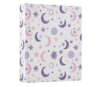 Crescent Star Pattern 3 Ring Binder 1.5 Inch Round Ring Binder View Binder Holds 200 Documents for Home School Office Use