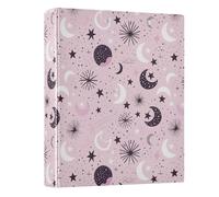 Crescent Star Pink Pattern 3 Ring Binder 1.5 Inch Round Ring Binder View Binder Holds 200 Documents for Home School Office Use