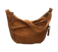 Crescent Suede Tote Hobo Bags for Women Causal Slouch Shoulder Bags Work Tote Handbag Purse-Brown Black Khaki