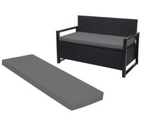 Crescent Textile 100% Waterproof Garden Bench Cushion 2/3/4 Seater Outdoor Long Bench Seat Pad for Lawn & Garden, Patio, Office, Coffee Shop with Removable Cover (4 Seater 170cm x 51cm x 5cm, Gray)