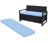 Crescent Textile 100% Waterproof Garden Bench Cushion 2/3/4 Seater Outdoor Long Bench Seat Pad for Lawn & Garden, Patio, Office, Coffee Shop with Removable Cover (Blue, 3 Seater 140cm x 51cm x 5cm)