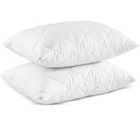 Crescent Textile 2 Pack Premium Quilted Pillow Hollowfiber Filling Bounce to Back Pillow Down Alternative Bed and Side Sleeper Pillow Hypoallergenic, Standard Size Hotel-Quality (2 Pillows)