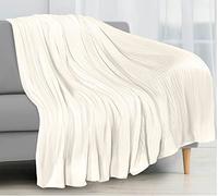 Crescent Textile Adult Cellular Blanket Pure 100% Organic Cotton Large Bed Throw Reversible Lightweight |Thermal Soft Traditional Cellular Blanket (Cream, Single 180 X 230cm)