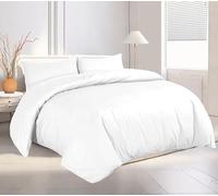Crescent Textile Complete Set Duvet Cover with Fitted Sheet Bedding Set Single, Double, King, Super King Size 200TC 100% Egyption Cotton Super Soft Hotel Quality Bedding Set (White, Double)