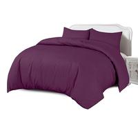 Crescent Textile Complete Set Duvet Cover with Fitted Sheet Bedding Set Single, Double, King, Super King Size 200TC 100% Egyption Cotton Super Soft Hotel Quality Bedding Set (Plum, King)