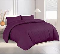 Crescent Textile Complete Set Duvet Cover with Fitted Sheet Bedding Set Single, Double, King, Super King Size 200TC 100% Egyption Cotton Super Soft Hotel Quality Bedding Set (Plum, Single)
