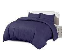 Crescent Textile Complete Set Duvet Cover with Fitted Sheet Bedding Set Single, Double, King, Super King Size 200TC 100% Egyption Cotton Super Soft Hotel Quality Bedding Set (Navy, Super King)