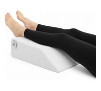 Crescent Textile Leg Elevation Wedge Pillow Memory Foam Support for Sleeping, Swelling Relief, Blood Circulation, Back, Hip, Knee Pain Removable Washable Cover 60x50x15cm Made in UK (White)