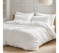 Crescent Textile Luxury 100% Cotton Duvet Cover - 400 Thread Count Duvet Set - Soft, Breathable, Plain Simple Bedding Quilt Cover with Pillowcases for Single/Double/King/Super King (White, Single)