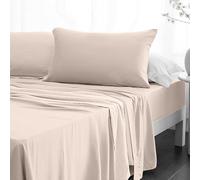 Crescent Textile Sheet Set for Bed 200TC 100% Egyptian Cotton Super Soft Easy Care Fitted Sheet & Flat Sheet with Pillowcases Bedding Set (Mocha, Double)