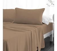 Crescent Textile Sheet Set for Bed 200TC 100% Egyptian Cotton Super Soft Easy Care Fitted Sheet & Flat Sheet with Pillowcases Bedding Set (Natural, Double)