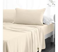 Crescent Textile Sheet Set for Bed 200TC 100% Egyptian Cotton Super Soft Easy Care Fitted Sheet & Flat Sheet with Pillowcases Bedding Set (Cream, Double)