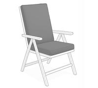Crescent Textile Waterproof High Back Chair Cushion 96x41x5cm for Garden, Patio Chairs. Loungers, Recliner, Relaxer Durable & Comfy Seat Pads for Indoor/Outdoor Use, Foldable Seating Cushions (Gray)