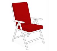 Crescent Textile Waterproof High Back Chair Cushion 96x41x5cm for Garden, Patio Chairs. Loungers, Recliner, Relaxer Durable & Comfy Seat Pads for Indoor/Outdoor Use, Foldable Seating Cushions (Red)