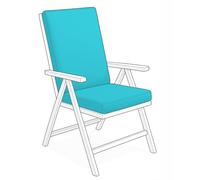 Crescent Textile Waterproof High Back Chair Cushion 96x41x5cm for Garden, Patio Chairs. Loungers, Recliner, Relaxer Durable & Comfy Seat Pads for Indoor/Outdoor Use, Foldable Seating Cushions (Aqua)