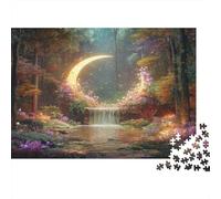 Crescent Waterfall in The Woods Jigsaw Puzzles. 1000pcs (75x50cm) Whimsical Challenge Toy for Educational Games Gifts