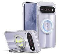 Cresee Case for Google Pixel 11 Pro / Pixel 11, Magnetic Stand Phone Case | 360° Rotating Ring Kickstand, Compatible with Magsafe & Pixelsnap, Crystal Clear Hard Back Shockproof TPU Bumper, Transparent