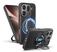 Cresee Designed for Oppo FInd X9 Pro Case, 360°Magnetic Ring Stand Compatible with Magsafe, PU Leather + TPU Bumper Phone Cover with Magnet for Find X9 Pro, Black