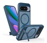 Cresee Magnetic for Google Pixel 10/10 Pro Case, Built-in Stand, Phone Cover Compatible with Magsafe & Pixelsnap, Matte Translucent Hard Back + TPU Bumper with Magnets for Pixel 10/10 Pro, Blue