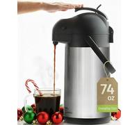 Cresimo 2.2L Airpot Thermal Carafe, Keeps Beverages Hot for 12 Hrs & Cold for 36 Hrs Stainless Steel Dispenser, Easy One-Handed Dispensing for Office, Home, Party, Easy to Clean Hot