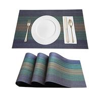 Cresitch Placemats, Non Slip Place Mat, Washable Table Mats Set of 8, Plastic Placemats for Kitchen Table Place Mats (Dark blue,Set of 8)