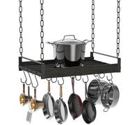 Creso hom Hanging Pot Rack, 24x13 Inches Pot Hangers for Kitchen, Pan Hanging Rack with 12 S-Shaped Hooks, Vintage Ceiling Mounted Pan Holder for Cookware Storage, Charcoal Grey