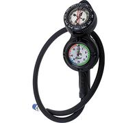 Cressi 3 Compass, Depth and Pressure Gauge Bar Diving Console - Black