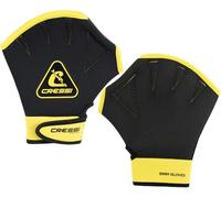 CRESSI Aqua Boost Swim Gloves Black/Yellow M - Unisex Ultraspan Neoprene Webbed Gloves with Wrist Strap for Swimming, Arm, Back and Shoulder Training, Fitness, Acquagym
