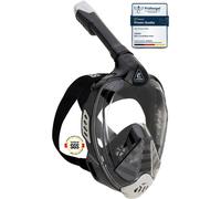 CRESSI Bali Full Face Mask Black/Grey S/M - Unisex Integral Snorkel Mask, Anti Fog Clear Lens, 100% Silicone, Dry Snorkel with Float Valve, Action Cam