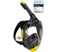 CRESSI Bali Full Face Mask Black/Yellow L/XL - Unisex Integral Snorkel Mask, Anti Fog Clear Lens, 100% Silicone, Dry Snorkel with Float Valve, Action