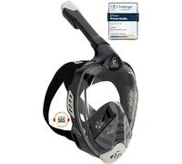 CRESSI Bali Full Face Mask Black/Grey S/M - Unisex Integral Snorkel Mask, Anti Fog Clear Lens, 100% Silicone, Dry Snorkel with Float Valve, Action Cam Mount, Adjustable Strap, Black/Grey, S/M