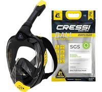 CRESSI Bali Full Face Mask Black/Yellow S/M - Unisex Integral Snorkel Mask, Anti Fog Clear Lens, 100% Silicone, Dry Snorkel with Float Valve, Action Cam Mount, Adjustable Strap, Black/Yellow, S/M