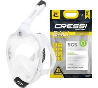 CRESSI Bali Full Face Mask White/Black S/M - Unisex Integral Snorkel Mask, Anti Fog Clear Lens, 100% Silicone, Dry Snorkel with Float Valve, Action Cam Mount, Adjustable Strap, White/Black, S/M