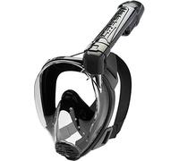 CRESSI Baron Full Face Mask Black/Black M/L - Integral Anti Fog Snorkel Comfortable Full Face Mask with Exhalation Valve and Dry Snorkel, Black/Black, M/L