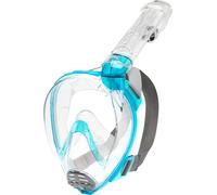 Cressi Baron Full Face Mask - Integral Anti Fog Snorkel Mask,Comfortable Face Mask with Exhalation Valve and Dry Snorkel, Unisex, Transparent/Aquamarine, M/L