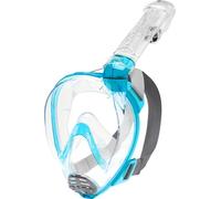 CRESSI Baron Full Face Mask Clear/Aquamarine XS - Integral Anti Fog Snorkel Comfortable Full Face Mask with Exhalation Valve and Dry Snorkel, Transparent/Aquamarine, XS