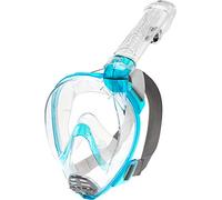 Cressi Baron Full Face Mask - Integral Anti Fog Snorkel Mask,Comfortable Face Mask with Exhalation Valve and Dry Snorkel, Unisex, Transparent/Aquamarine, M/L