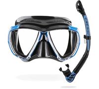 CRESSI Big Eyes+Alpha Ultra Dry Combo Black/Azure - Combo Set Mask + Snorkel UD for Diving and Snorkelling, Black/Azure, One Size, Adults