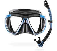 CRESSI Big Eyes+Alpha Ultra Dry Combo Black/Azure - Combo Set Mask + Snorkel UD for Diving and Snorkelling, Black/Azure, One Size, Adults