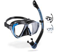 CRESSI Big Eyes+Alpha Ultra Dry Combo Black/Azure - Combo Set Mask + Snorkel UD for Diving and Snorkelling, Black/Azure, One Size, Adults