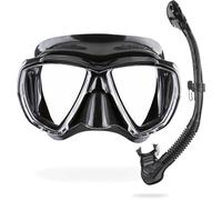 CRESSI Big Eyes+Alpha Ultra Dry Combo Black/Black - Combo Set Mask + Snorkel UD for Diving and Snorkelling, Black/Black, One Size, Adults