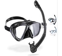 CRESSI Big Eyes+Alpha Ultra Dry Combo Black/Black - Combo Set Mask + Snorkel UD for Diving and Snorkelling, Black/Black, One Size, Adults