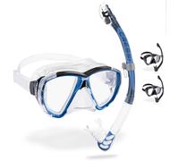 CRESSI Big Eyes+Alpha Ultra Dry Combo Clear/Azure - Combo Set Mask + Snorkel UD for Diving and Snorkelling, Transparent/Azure, One Size, Adults