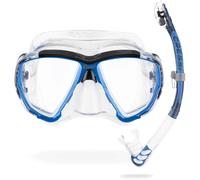 CRESSI Big Eyes+Alpha Ultra Dry Combo Clear/Azure - Combo Set Mask + Snorkel UD for Diving and Snorkelling, Transparent/Azure, One Size, Adults