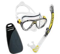 Cressi Big Eyes Evo & Alpha Dry, Premium Quality Professional Snorkelling for Adults Set - Made in Italy Quality since 1946, Clear - Yellow