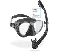 Cressi Big Eyes Evolution Mask & Alpha Ultra Dry Snorkel - Dive Combo Set, One Size, Black/HD Mirrored Lens, Adult Unisex