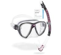 Cressi Big Eyes Evolution Mask & Alpha Ultra Dry Snorkel - Dive Combo Set, One Size, Transparent/Pink, Adult Unisex