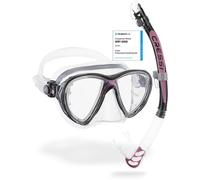 Cressi Big Eyes Evolution Mask & Alpha Ultra Dry Snorkel - Dive Combo Set, One Size, Transparent/Pink, Adult Unisex